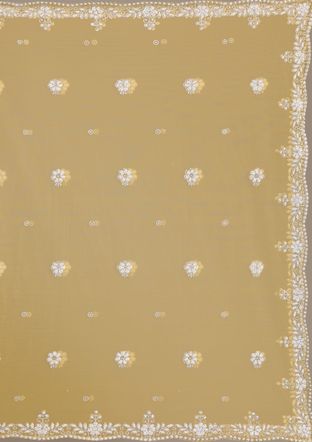 Yellow Pearlwork Net Gown