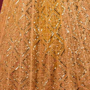 Yellow Sequins Net Readymade Lehenga
