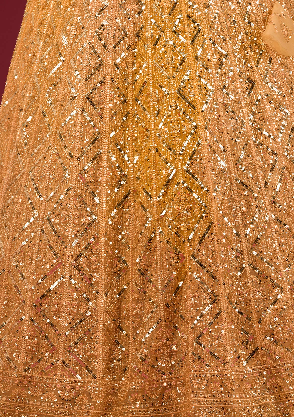 Yellow Sequins Net Readymade Lehenga