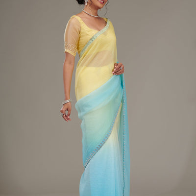 Yellow Stonework Tissue Saree