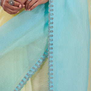 Yellow Stonework Tissue Saree