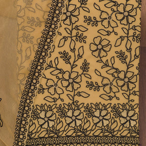 Yellow Threadwork Georgette Unstitched Salwar Suit