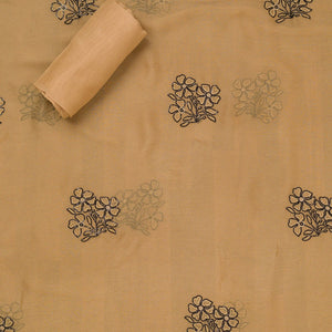 Yellow Threadwork Georgette Unstitched Salwar Suit