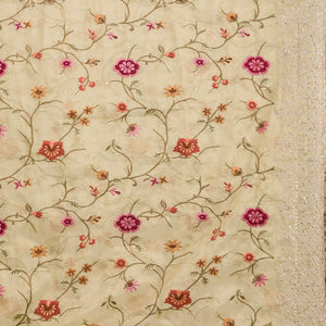 Yellow Threadwork Tissue Saree