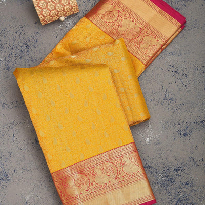 Yellow Zariwork Pure Silk Saree