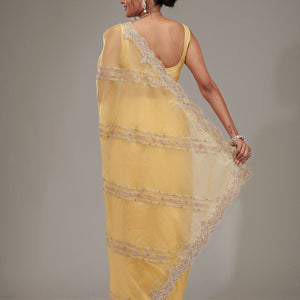 Yellow Zariwork Tissue Saree