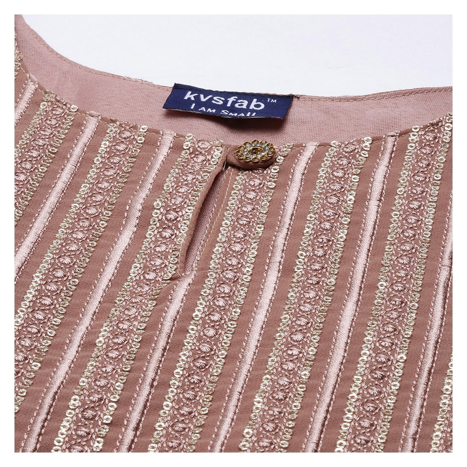 Kvsfab - Tortilla (Brown ) Festive Wear Sequins & Embroidered work Georgette Kurti
