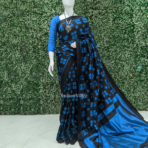 Black Copper Sulphate Odisha Ikat Pasapali Contemporary Silk Saree