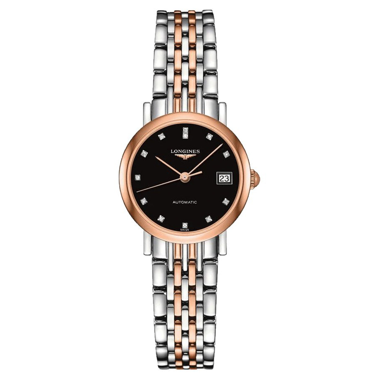 Longines Elegant  Black Dial Women 25.5mm