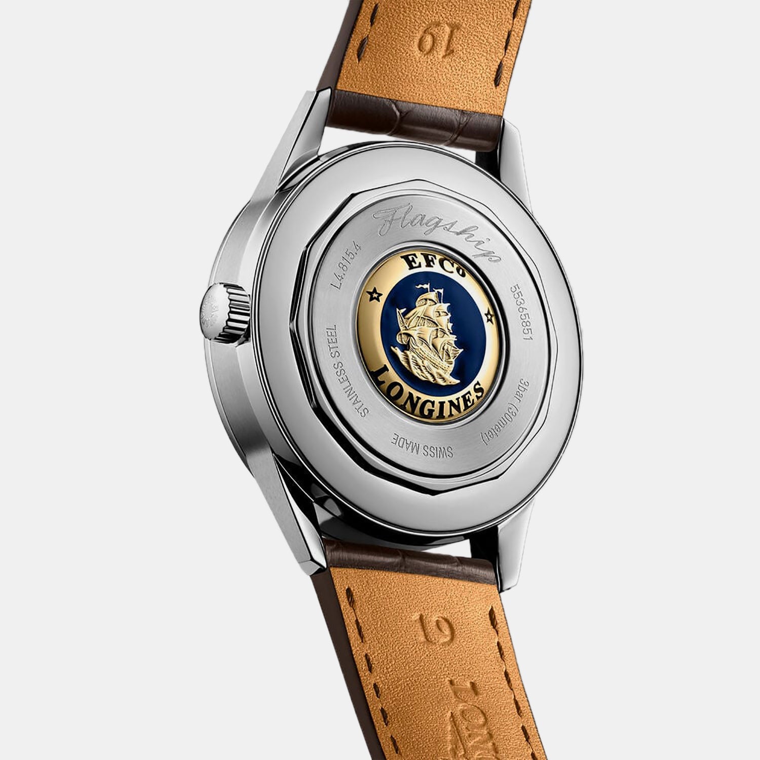Flagship Heritage Moonphase Men Automatic Silver Dial Analog Leather Watch L48154782