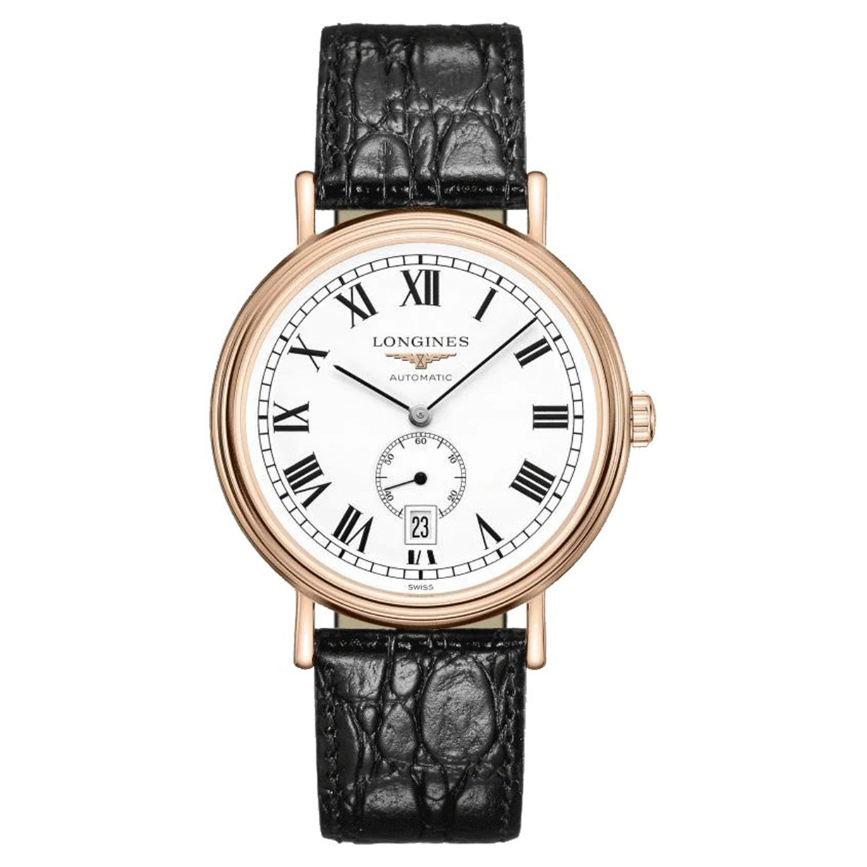 Longines Presence Men's White Dial in Black Leather Strap Watch