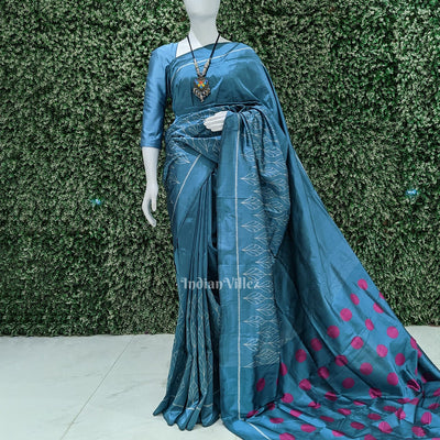 Pastel Teal Odisha Ikat Designer Contemporary Silk Saree