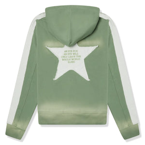 Last Lesson Washed Applique Green Hoodie