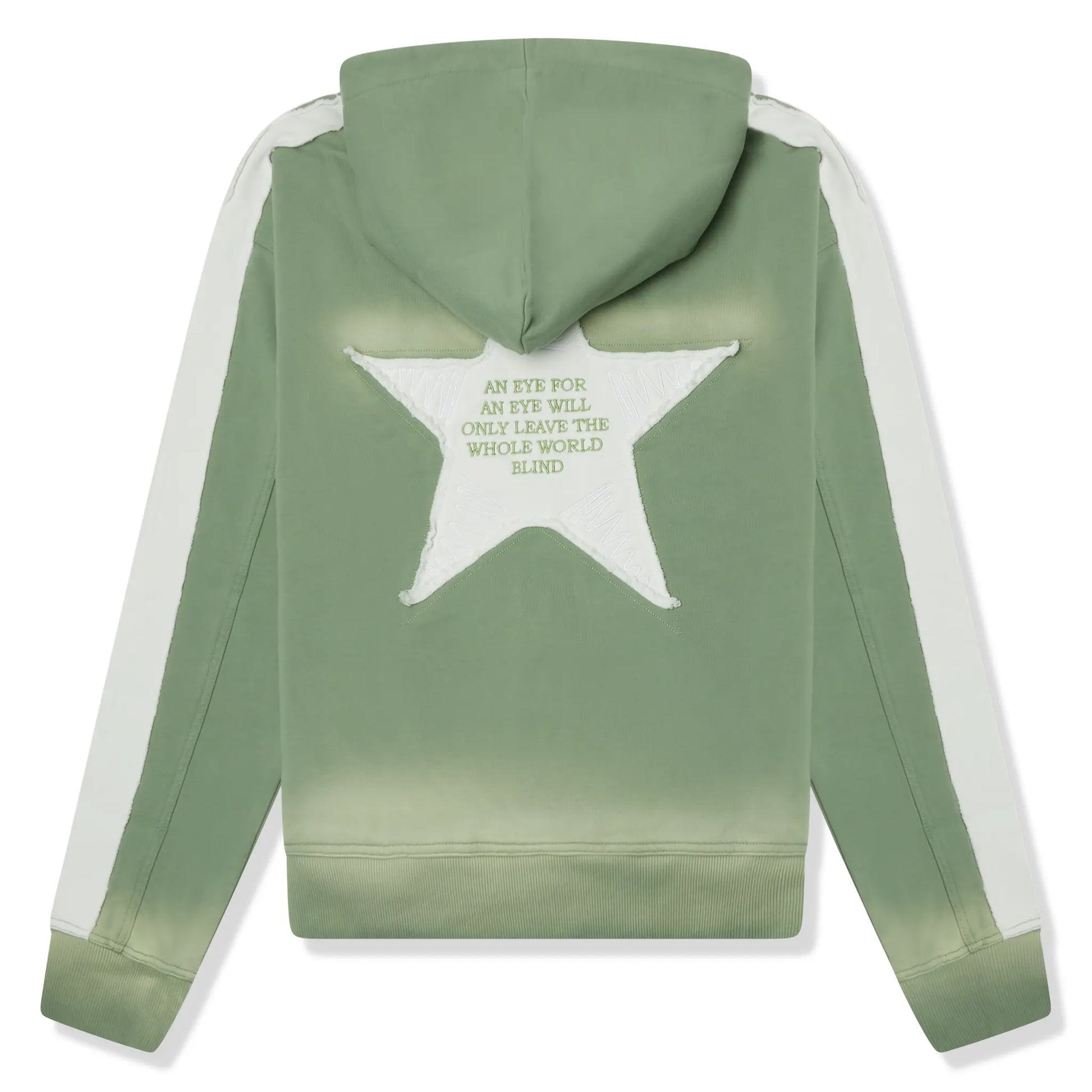 Last Lesson Washed Applique Green Hoodie