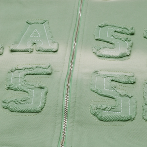 Last Lesson Washed Applique Green Hoodie
