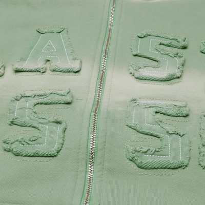 Last Lesson Washed Applique Green Hoodie