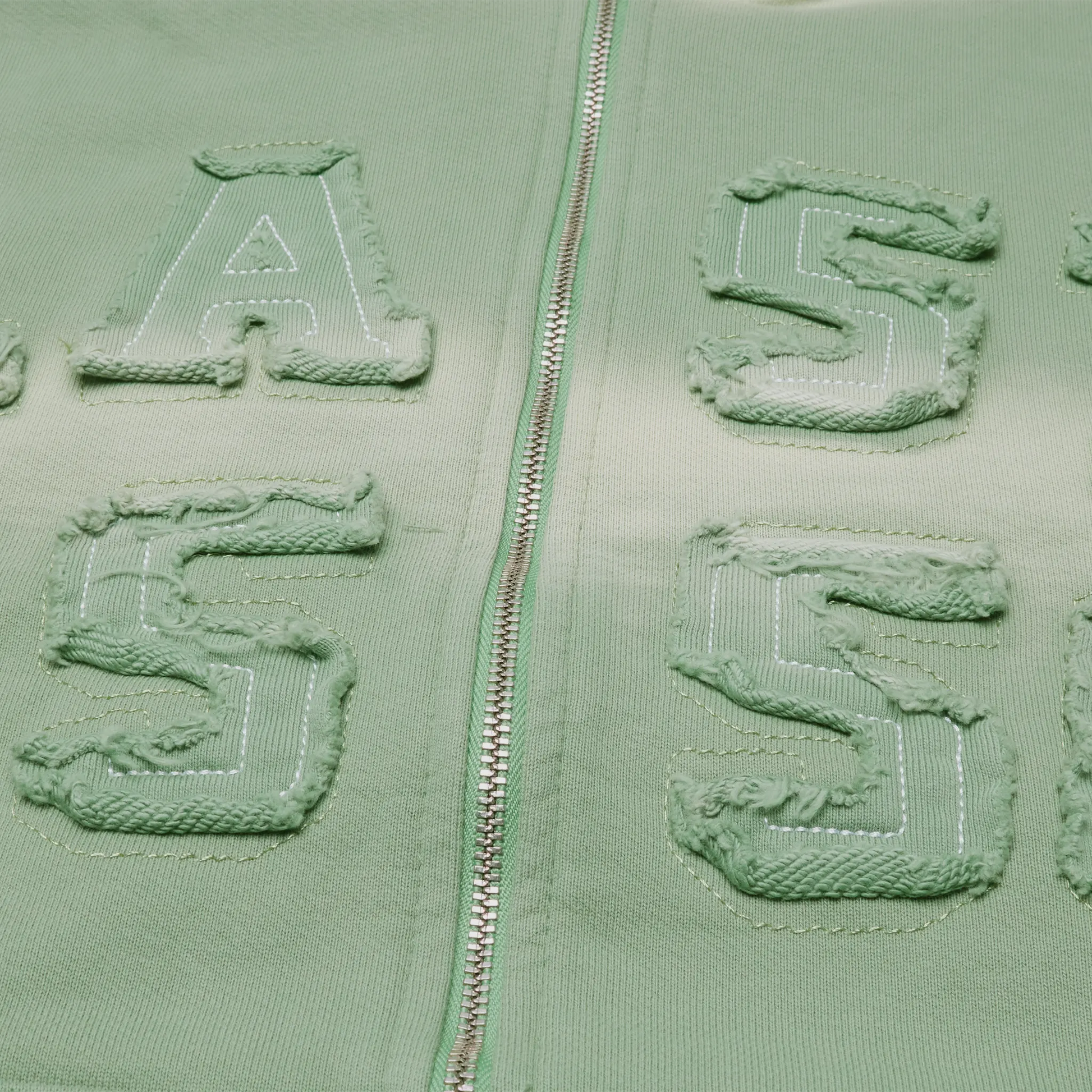 Last Lesson Washed Applique Green Hoodie