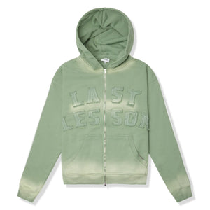 Last Lesson Washed Applique Green Hoodie