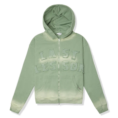 Last Lesson Washed Applique Green Hoodie