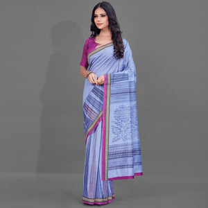 Lavender Casual Wear Printed Bhagalpuri Silk Saree