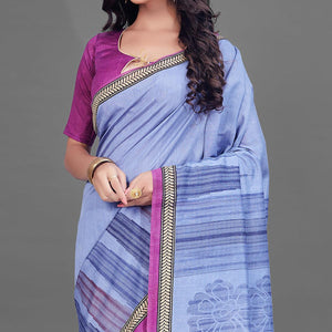 Lavender Casual Wear Printed Bhagalpuri Silk Saree