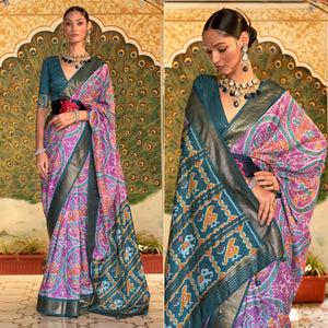Lavender Digital Patola Printed Silk Saree