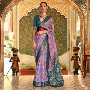 Lavender Digital Patola Printed Silk Saree