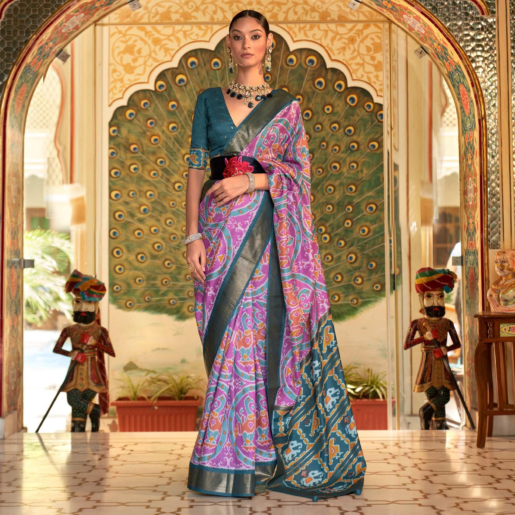 Lavender Digital Patola Printed Silk Saree