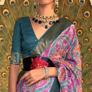 Lavender Digital Patola Printed Silk Saree