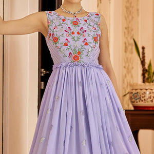 Lavender Embroidered Georgette Gown