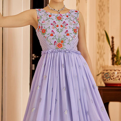 Lavender Embroidered Georgette Gown