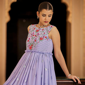Lavender Embroidered Georgette Gown