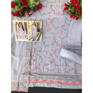 Lavender Embroidered With Embellished Georgette Salwar Suit