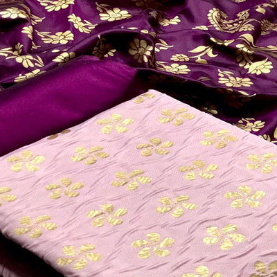 Lavender Festive Wear Woven Banarasi Silk Dress Material