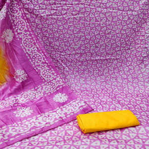 Lavender Geometric Printed Pure Cotton Dress Material