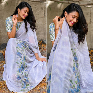 Lavender Sequins Embroidered Art Silk Saree