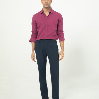 Rare Rabbit Men's Layerrs Dark Pink Cotton Fabric Full Sleeves Solid Shirt