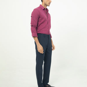 Rare Rabbit Men's Layerrs Dark Pink Cotton Fabric Full Sleeves Solid Shirt