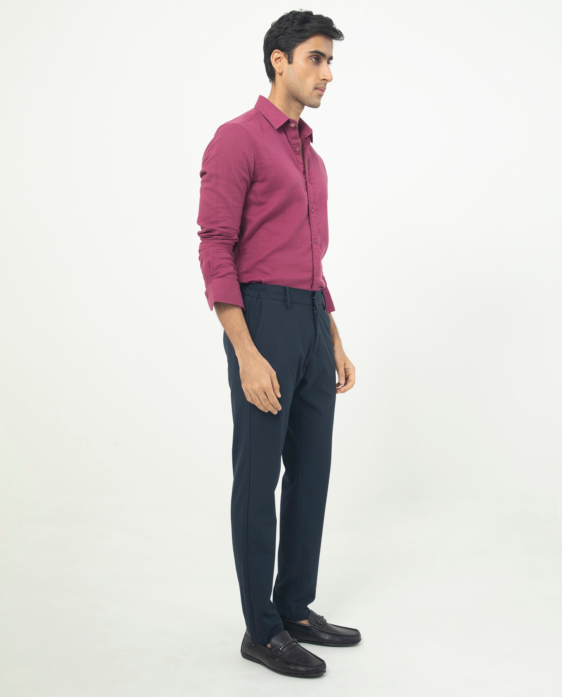 Rare Rabbit Men's Layerrs Dark Pink Cotton Fabric Full Sleeves Solid Shirt