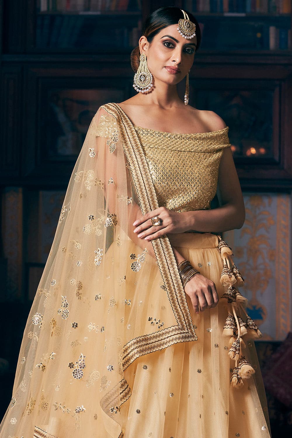 Cream Lehenga Choli