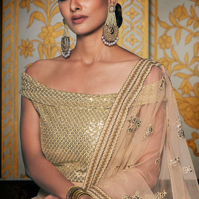 Cream Lehenga Choli