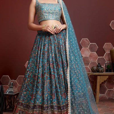 Turkish Blue Lehenga Choli