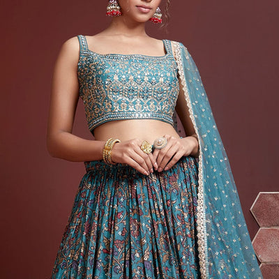 Turkish Blue Lehenga Choli
