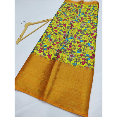 Lemon Green Digital Printed Khaadi Saree