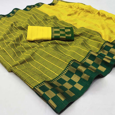 Lemon Green Woven Cotton Silk Saree