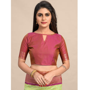 Lemon-Pink Festive Wear Rich Woven Border Soft Banarasi Silk Saree