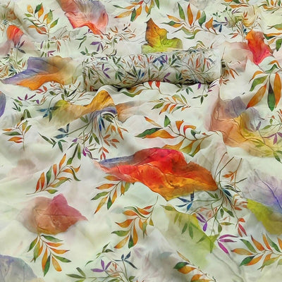 Lemon Yellow Casual Wear Floral Printed Georgette Saree