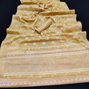 Lemon Yellow Festive Wear Woven Art Silk Saree