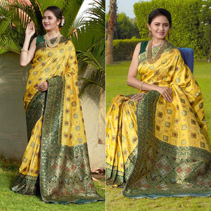 Lemon Yellow Woven Banarasi Silk Saree