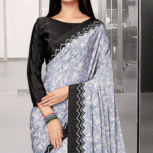 Light Blue Casual Wear Printed Art Silk Saree